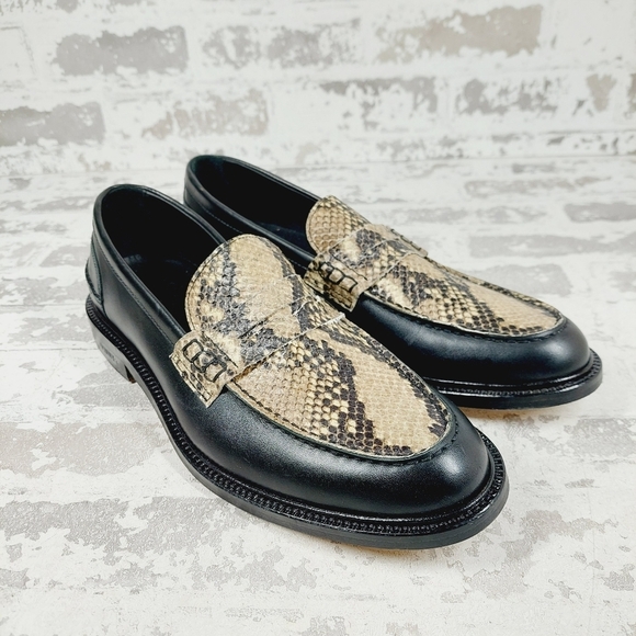 New VINNY'S Townee Panelled Snake-Effect Leather Penny Loafers B314 - Picture 4 of 14